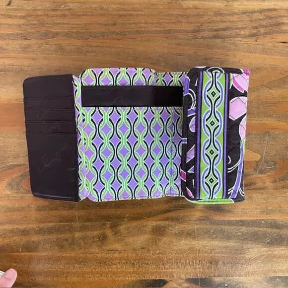 Vera Bradley Euro Wallet in Purple Punch + Double Tassle Keychain and 2 Lanyards - Picture 5 of 5